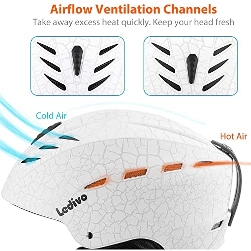 Ledivo Ski Helmet,Snowboard Helmet Adjustable Venting, Goggles and Audio Compatible, Removable