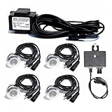 4 Pack White LED Light Deck Landscape Garden Lighting Kit with Transformer and Outdoor Photocell Dusk to Dawn Automatic Sensor