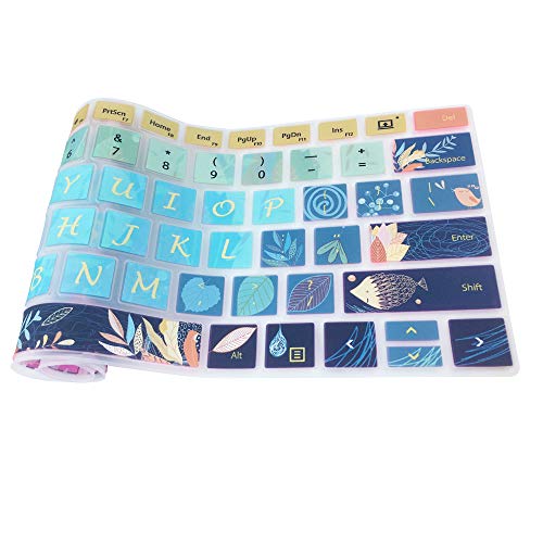 SANFORIN Keyboard Cover for Microsoft Surface Book 13.5 inch (2015 Released), Silicone Skin Protector with Floral & Big Letter Design, US Layout, Fish&Leaves