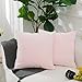 Home Brilliant Super Soft Velvet Solid Couch Chair Cushion Cover Euro Throw Pillow for Baby Office Nap 24 inch by 24 inch(60x60cm), Pastel Pink