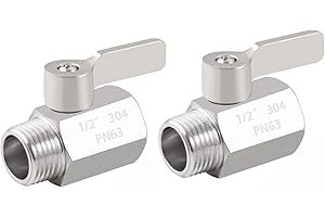 Hsmhose 2 Pack Shower head Shut Off Valve,Water Flow Control Valve,Stainless Steel Valve NPT Thread(1/2" Female X 1/2" Male)