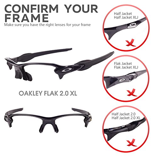 Walleva Replacement Lenses for Oakley Flak 2.0 XL Sunglasses - 26 Options Available (Fire Red Mirror Coated - ISARC Polarized) - Thumbnail 4