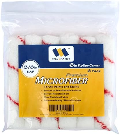$1.35/piece, 3 x 6-Pack (18 pcs) 6" x 3/8" Win Paint Microfiber Roller Covers