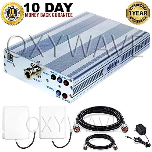 OXYWAVE Signal Booster Kit with Voice Calling and 2G + 4G Internet Data for Airtel, Vodafone, Reliance Jio, idea, Tata GSM, Aircel(Silver)