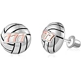 Angel Number Volleyball Stud Earrings: Hypoallergenic Volleyball Ear Studs Sterling Silver Screw Back 777 Volleyball Earrings for Daughter Volleyball Sports Earrings Studs Jewelry Gift