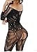Freemale Womens Sexy Black Fishnet Lingerie Bodysuits Crotchless Bodystockings Babydoll (Black)