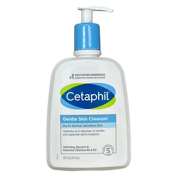 CETAPHIL GENTLE SKIN CLEANSER, HYDRATING FACE WASH FOR DRY TO NORMAL SENSITIVE SKIN, WITH HYDRATING GLYCERIN, VITAMINS B5 AND B3 FRAGRANCE FREE AND PARABENS FREE – 16 OZ BOTTLES (PACK OF 3).
