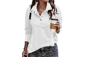 SHEWIN Womens Sweatshirt Casual Long Sleeve Lightweight Sweatshirts Button Loose Pullover Tops