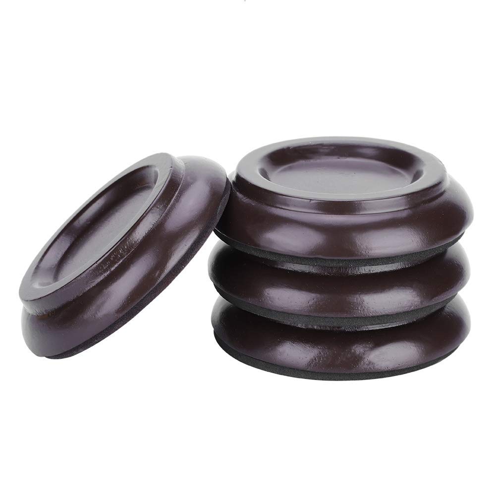Alomejor 4 Pcs Piano Caster Cups Upright Round Piano Foot Pads Beech Wood Coasters Cups with EVA Non-Slip Foam for Floor Protectors(Brown)