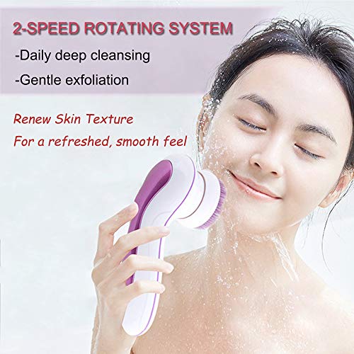 image for Feeke Facial Cleansing Brush, Waterproof Face Spin Brush set with 5 Br