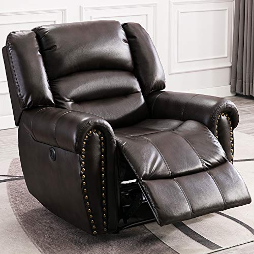 ANJ Electric Recliner Chairs W/Breathable Bonded Leather, Overstuffed