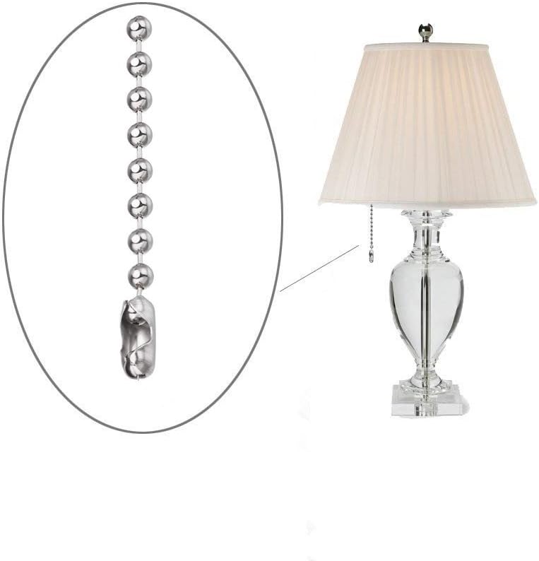 4 pack Beaded Pull Chain Extension, Each Chain Length 39 Inch (1 Meter) with Two Additional Matching Connectors, 3.2 mm Diameter Beaded, Silvery - - 