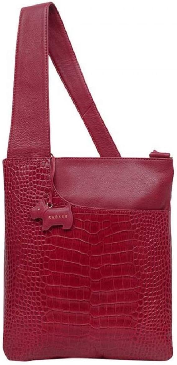 RADLEY Medium Patch Pocket Cross Body Bag in Croc Effect Claret Red