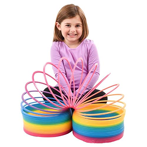 The Dreidel Company Jumbo Rainbow Plastic Coil Spring, Party Favor for Kids, Individually Wrapped, 7