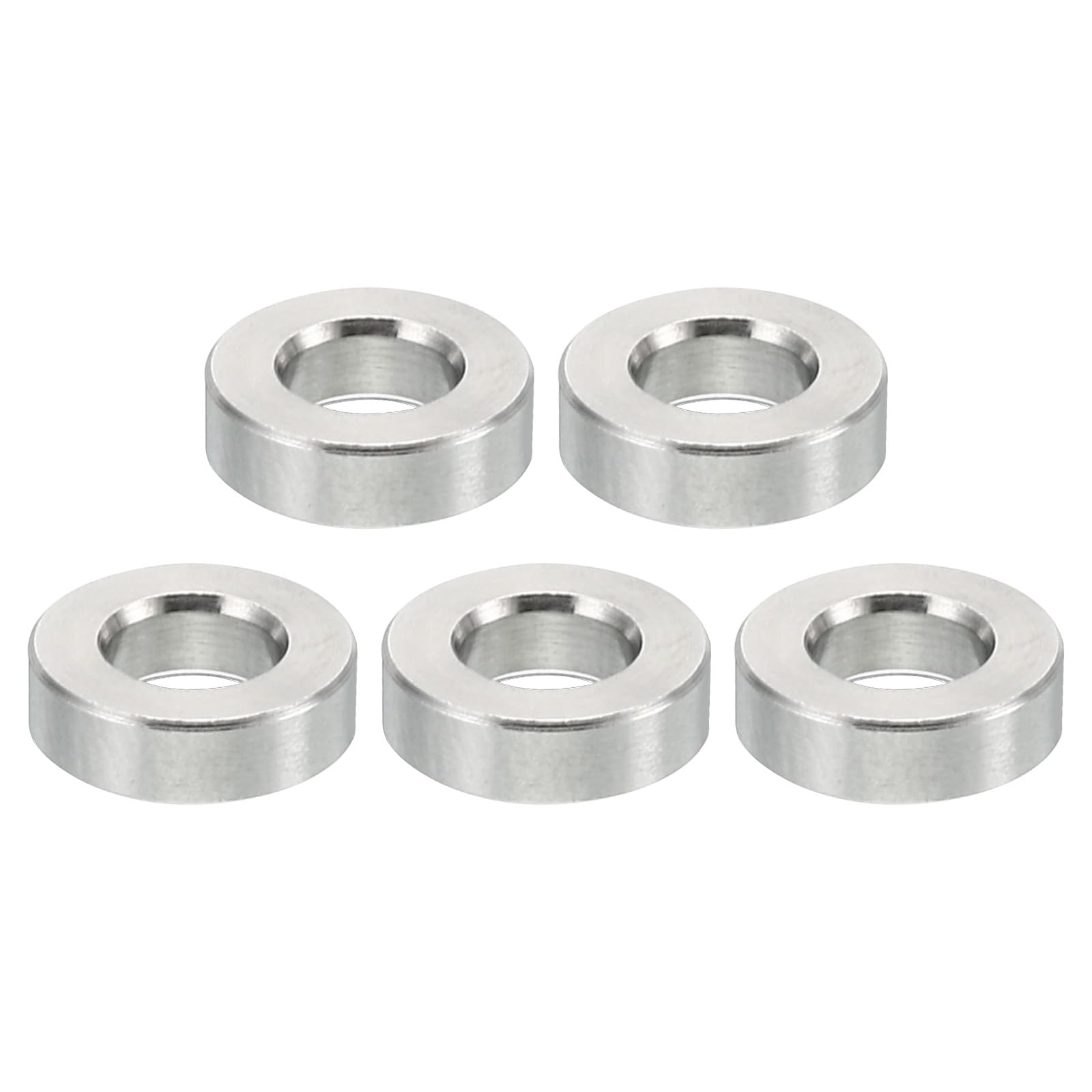 PATIKIL M5 Stainless Steel Spacers, 5 Pcs Metal Spacers Stainless Steel 5.2mm ID x 10mm OD x 3mm L Stainless Steel Spacer Screw Standoff Round for 1/5inch or M5 Screw Bolts