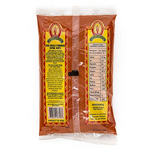 Laxmi Traditional Indian Spicy Red Chili Powder, Extra Hot - 14oz (400g)