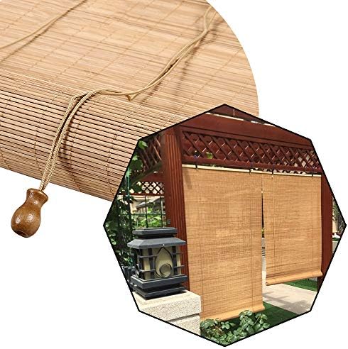 屋外用竹カーテン 天然 簾 すだれ 日焼け止め 通気性 間仕切り断熱 窓プライバシーシェード おしゃれレトロ壁装飾 目隠しローラーブラインド 洗濯可 竹 すだれ カーテン Mahottaritoday Com