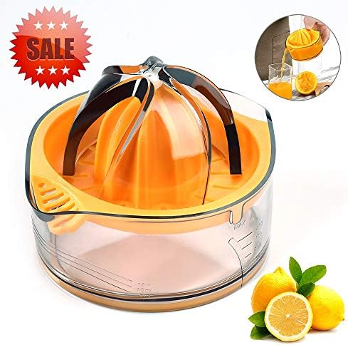 Kasmoire Citrus Lemon Orange Juicer, Manual Hand Squeezer with Built-in Measuring Cup and Strainer, 8OZ, Orange