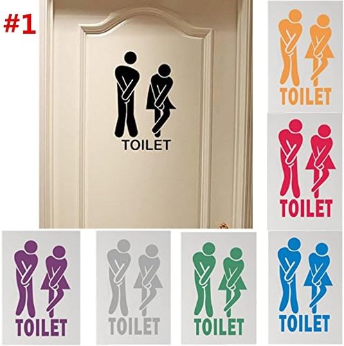 Lxbin Removable Cute Man Woman Washroom Toilet WC Sticker Family DIY Decor Art Decal (Size: 13Lxbin by 18Lxbin)gifts