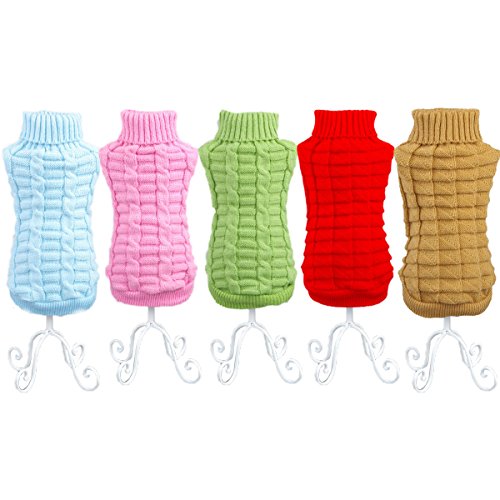 Knitted Braid Plait Turtleneck Sweater Knitwear Outerwear for Dogs & Cats