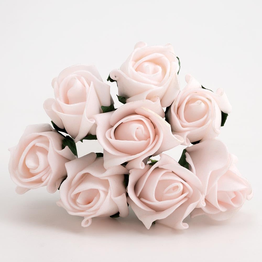 Italian Options Colourfast Artificial Foam Rose Flowers Wedding Bouquet, 3cm, Pale Pink