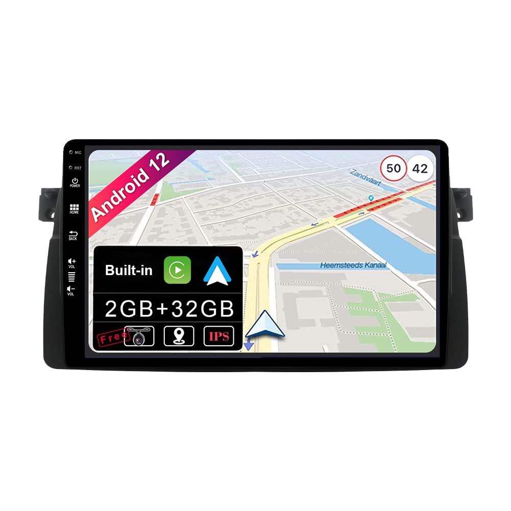 JOYX Android 10 Car Stereo Navigation Fit for BMW E46 / M3 / 3 series Head Unit | 9 inch 2G+32G | Free Canbus Backup Camera External Mic |GPS 1 Din |Support DAB/Mirror Link/Steering Wheel/BT-5.0/4G