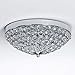 SOTTAE European 2 Lights Bowl Shape Flush Mount Chrome Finish Modern Crystal Chandelier Ceiling Light, Crystal Ceiling Light for Bedroom Living Room