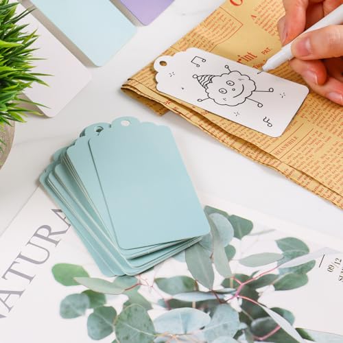 SallyFashion 135PCS Colored Gift Tags, Gradient Color Tags with String Blank Gift Tags Labels for Gifts Arts and Crafts Wedding Birthday Holiday