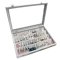 Pasutewel Velvet Glass Earrings Pendant Display Storage Holder Jewelry Earring Storage Box Case Organiser