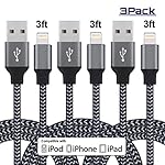 EverDigi Lightning Cable 3Pack 3FT 8Pin iPhone Charger, Premium Nylon Braided USB Charging Cord Compatible with iPhone 7 7 Plus 6 6s 6 plus 6s plus 5 5s 5c se ,iPad, iPod & More (Carbon Black)