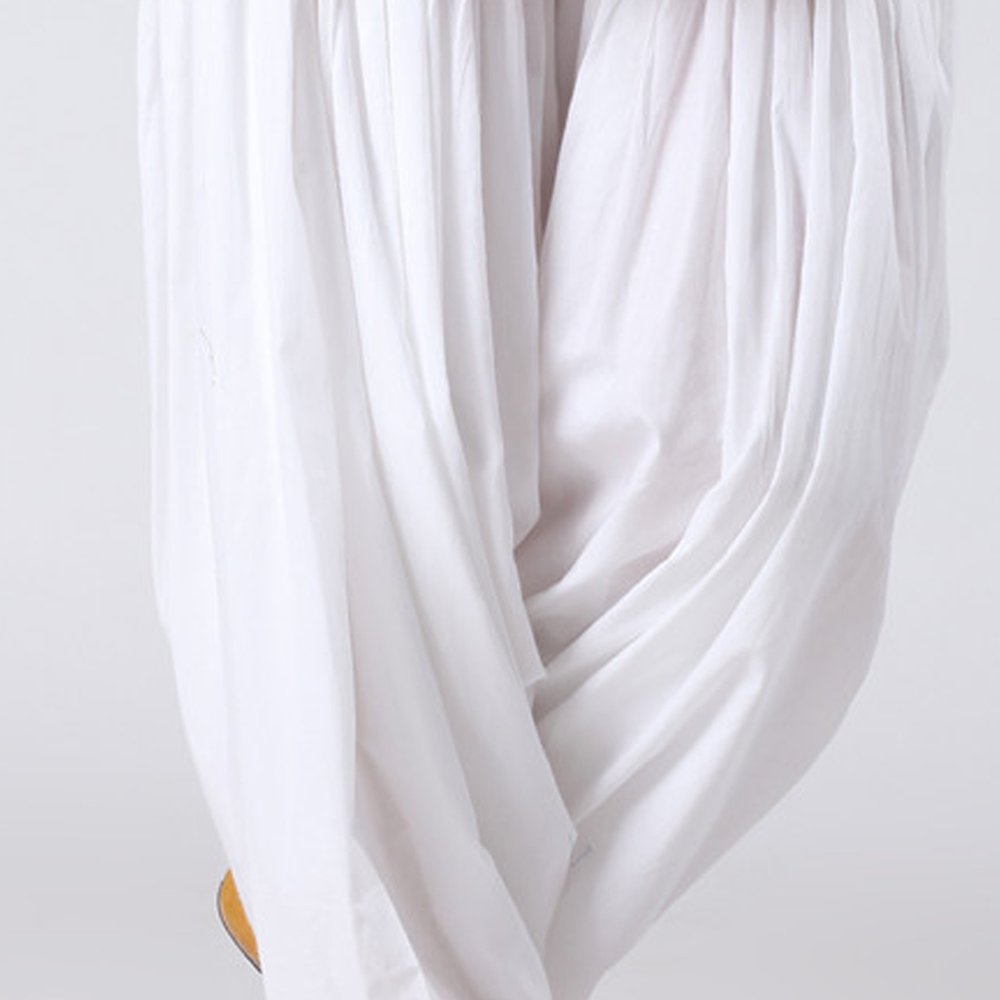 ekam art women's cotton full punjabi patiala (white, free size)