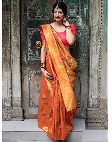 DesiButik's Party Wear Elegant Orange Kanjivaram Silk Saree