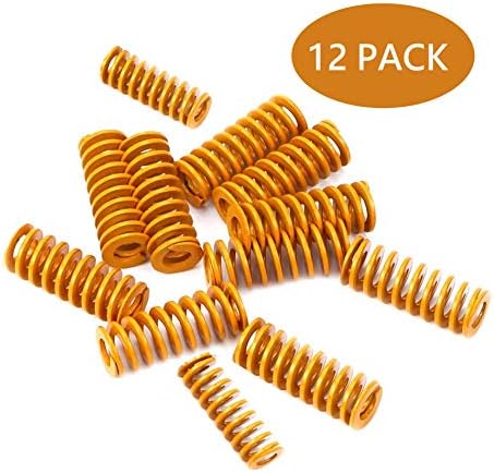 3D Printer Motherboard Accessories 0.31in(8mm) OD 0.78in(20mm) Long Light Load Compression Mould Die Spring Yellow for Creality CR-10 10S S4 Ender 3 Heatbed Springs Bottom Connect Leveling - 12 Pack