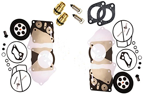 Premium JetSki Plus Brand SeaDoo Twin Carb Rebuild Kit w/ Needle, Seats & Base Gaskets Fits ALL 947 951 Models 1998-2002 GSX GTX LRV RX RXX XP / Limited LTD