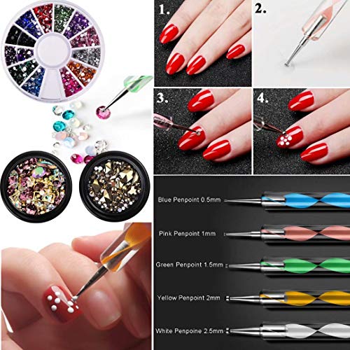 Nail Art supplies, JOYJULY 30 Striping tape & 15pcs nail art Brushes Set & 5pcs Dotting Pen & 3pcs 3D nail art Rhinestones Nail Art Kit tools accessories Decoration Diamond foil - Thumbnail 5