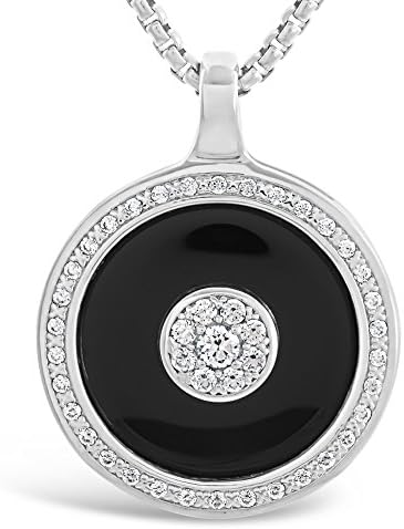 Heart Diamond Necklaces, long, Black or White and Silver, CZ Round Sterling Silver Pendant Necklaces for Women - Stylish, Unique, Premium Quality Jewelry and Accessories for Females