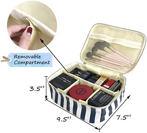 Hibala Makeup Bag Portable Travel Cosmetic Bag Waterproof Organizer Multifunction Case with Zipper Toiletry Bags Handbags for Women (Stripe 3P) 2 Hibala Makeup Bag Portable Travel Cosmetic Bag Waterproof Organizer Multifunction Case with Zipper Toiletry Bags Handbags for Women (Stripe 3P)