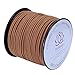 BoRuo Micro-Fiber Flat Leather Lace Beading Thread Faux Suede Cord String Velet 100 Yard Roll Spool 3mm Middle Brown Color with Acrylic JAr