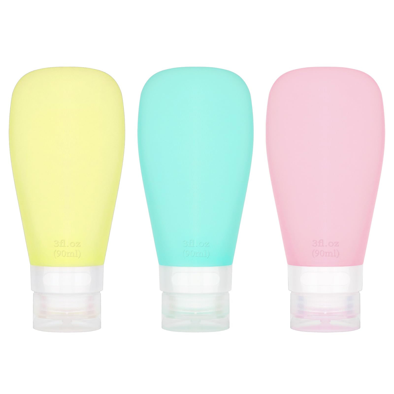 Silicone Travel Bottles for Toiletries TSA Approved Travel Size Containers Set 3 Pack Portable Leak Proof Refillable Cosmetic Squeeze Bottles Shampoo Hair Conditioner Body Lotion Bath Shower Gel