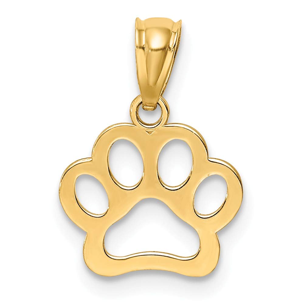 Jewelry 14k Yellow Gold Dog Paw Pendant 