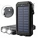 20000mAh Solar Power Bank Solar Charger Waterproof Portable External Battery USB Charger Built in LED light with Compass for iPad iPhone Android Cellphones (Black)