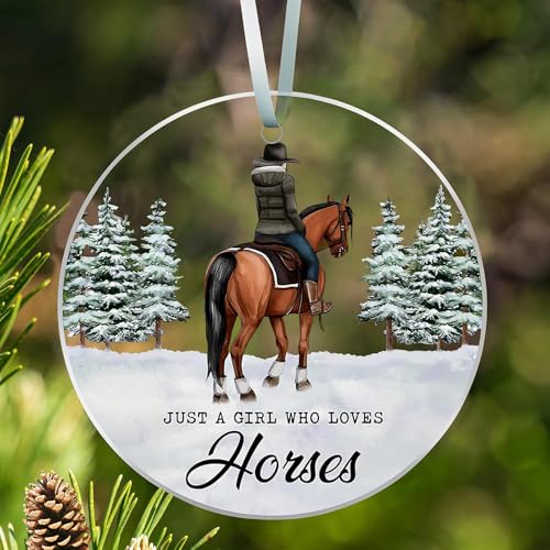 Horse Christmas Ornament, Christmas Ornaments 2025 Brown Christmas Ornaments Acrylic 2 Side Printed Christmas Decor Gifts for Horse Lovers