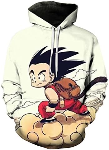 GokuKing 3D Sweatshirts Anime Dragon Ball Goku Men's Long Sleeve Plus Hip Hop Pullovers S