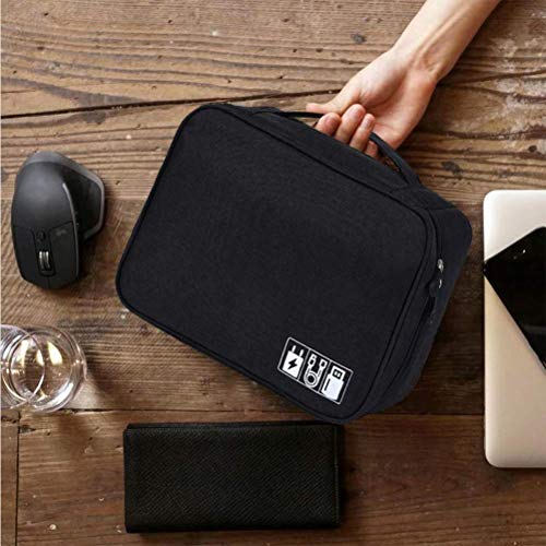 Electronic Organizer,Yudeg Electronics Accessories Travel Case USB Cable Drive Storage Bag for Portable Charger, Cables,Earphone,Mobile Phone (Black) - Thumbnail 2
