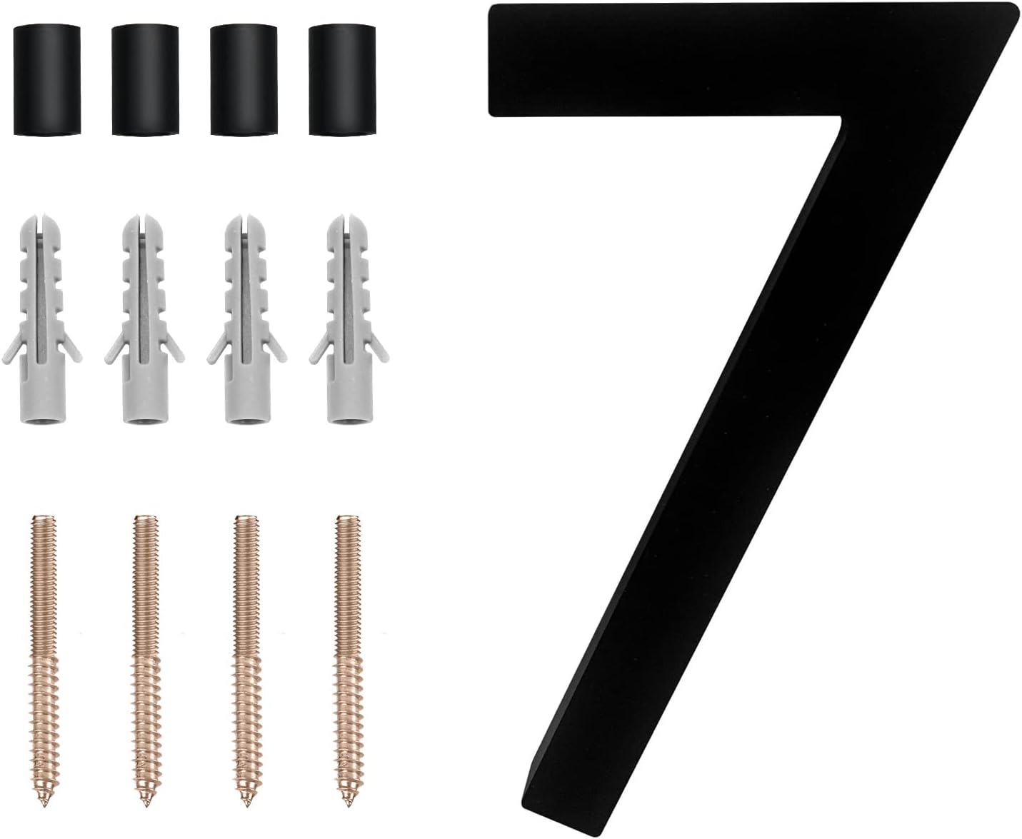 Address Signs - Modern House Numbers - 5 Inch Floating House Number Black - Numbers for Address on House - Garden Door Mailbox Decor Number with Nail Kit, Easy To Install (7)