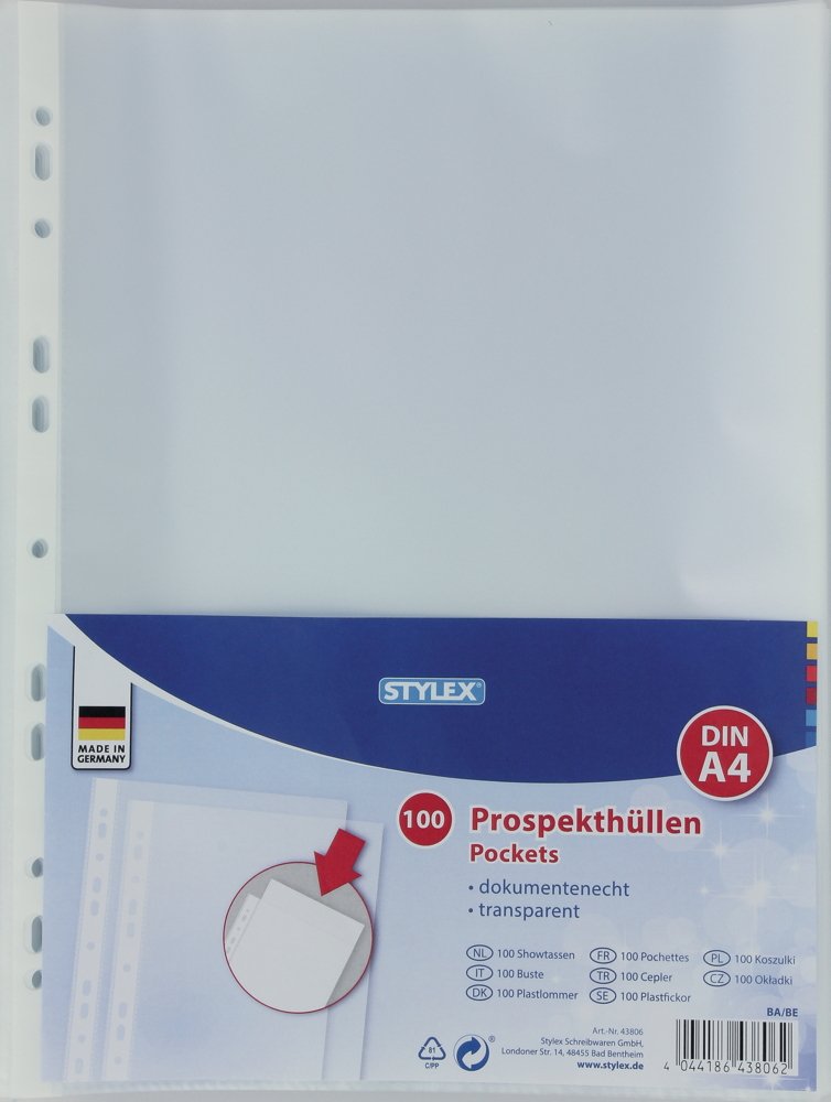 Stylex Document Wallets A4 Pack of 100 Transparent Case Clear