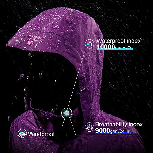 image for CAMEL CROWN Womens Waterproof Rain Jacket Lightweight Hooded Windbreak