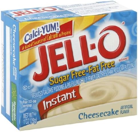 Jell-O Instant Pudding & Pie Filling, Sugar Free, Fat Free Cheesecake, 1 oz (Pack of 24)