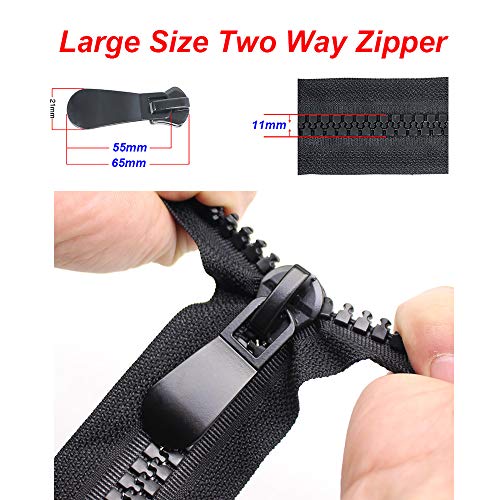 YaHoGa 15 47" Huge Two Way Separating Plastic Zippers for Sewing