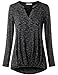 Messic Plus Size Pleated Shirt, 3/4 Long Sleeve V-Neck Women's Long Pleated Tunic Shirt Blouse,Black,XX-Large